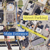 a map showing the location of street parking