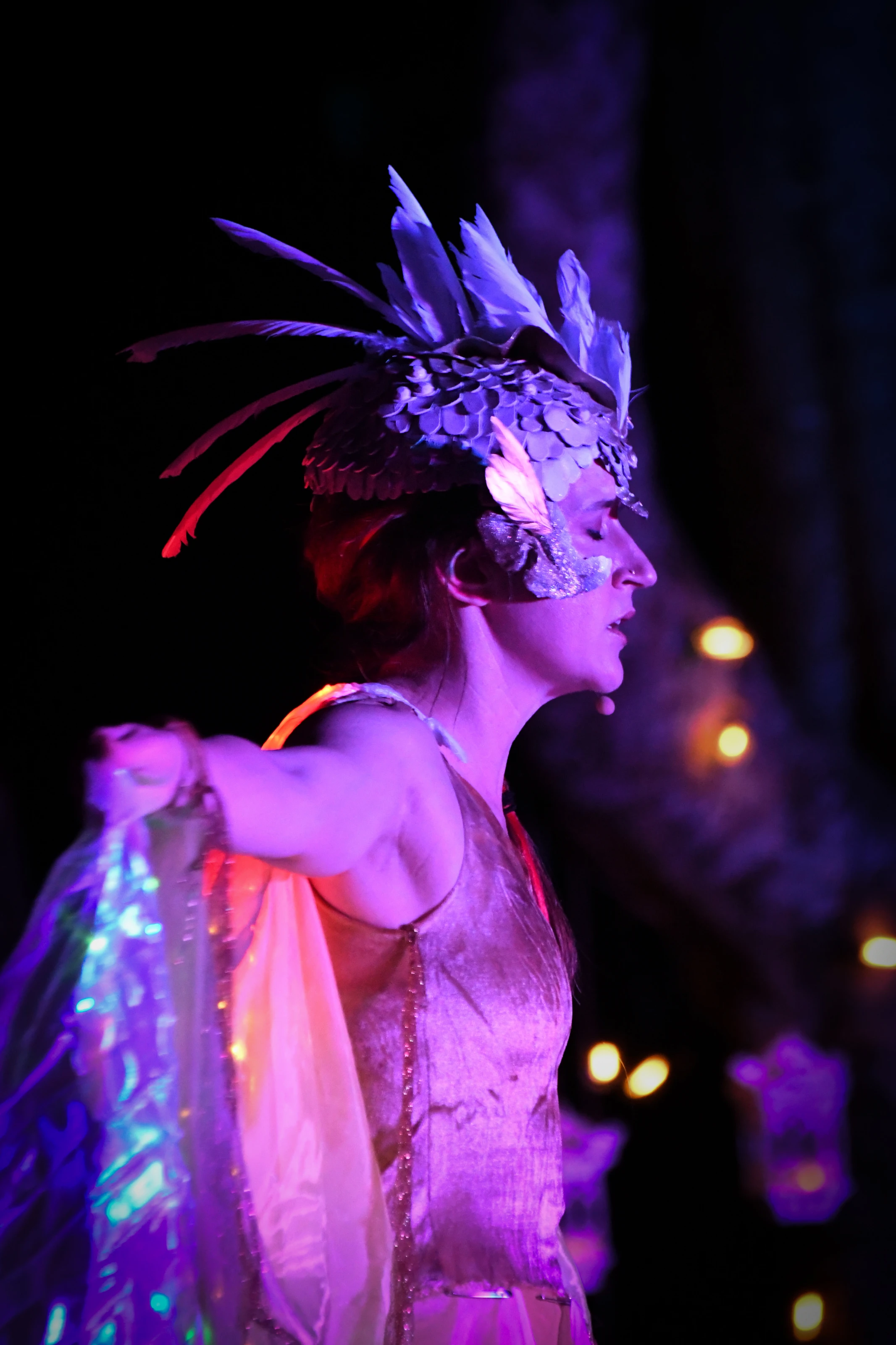 Ariel (Jeni Benavides) appears as a Harpy to the King and his men.